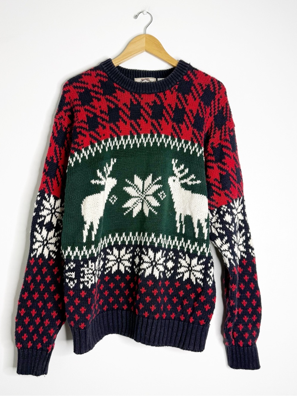 Vintage Sears Roebuck Spruce 1900 Christmas Sweater Reindeer XXL USA